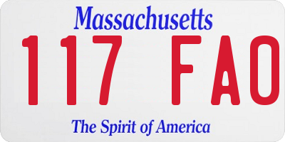 MA license plate 117FA0