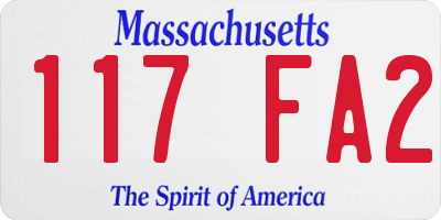 MA license plate 117FA2