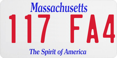 MA license plate 117FA4