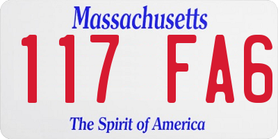 MA license plate 117FA6