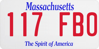 MA license plate 117FB0