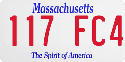 MA license plate 117FC4