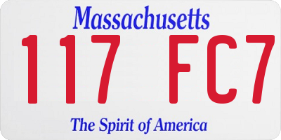 MA license plate 117FC7
