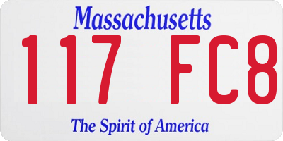MA license plate 117FC8