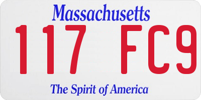 MA license plate 117FC9