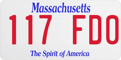 MA license plate 117FD0