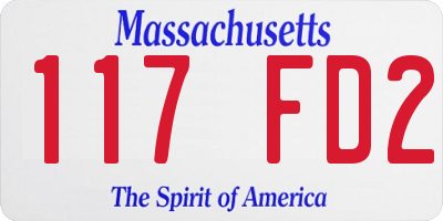 MA license plate 117FD2
