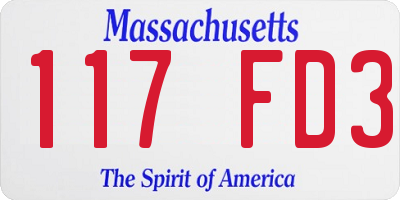 MA license plate 117FD3