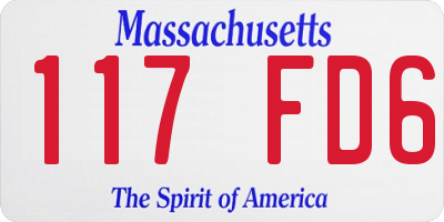 MA license plate 117FD6