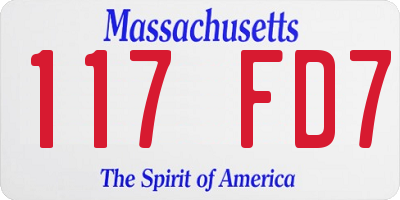MA license plate 117FD7