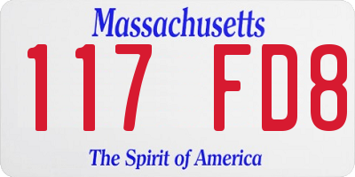 MA license plate 117FD8