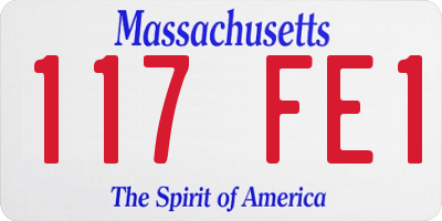 MA license plate 117FE1