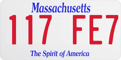 MA license plate 117FE7