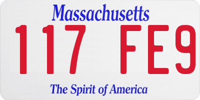 MA license plate 117FE9