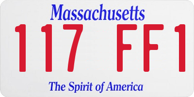 MA license plate 117FF1