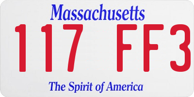 MA license plate 117FF3