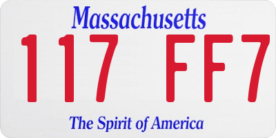 MA license plate 117FF7