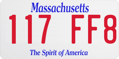 MA license plate 117FF8