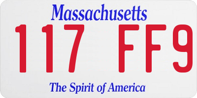 MA license plate 117FF9
