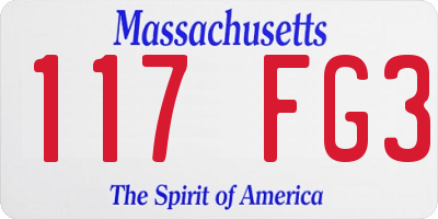 MA license plate 117FG3