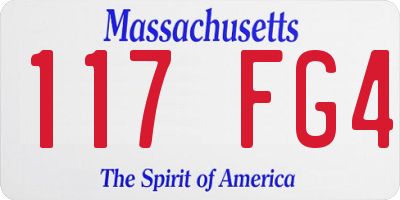MA license plate 117FG4