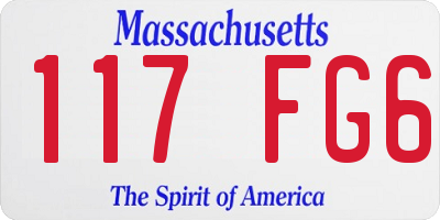 MA license plate 117FG6
