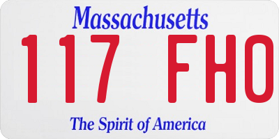 MA license plate 117FH0