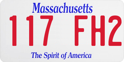 MA license plate 117FH2