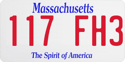 MA license plate 117FH3