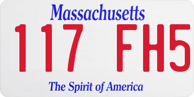 MA license plate 117FH5