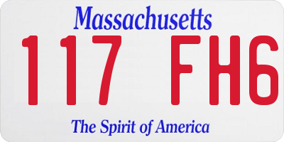 MA license plate 117FH6