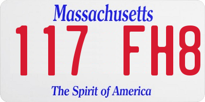 MA license plate 117FH8