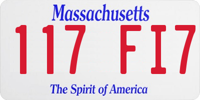 MA license plate 117FI7