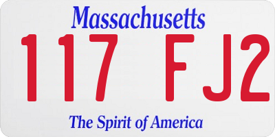 MA license plate 117FJ2