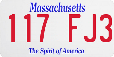 MA license plate 117FJ3