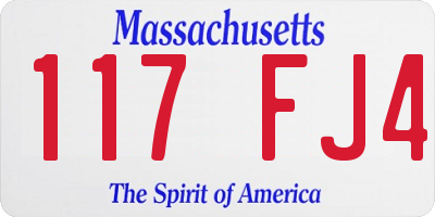 MA license plate 117FJ4