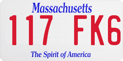 MA license plate 117FK6