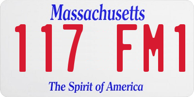 MA license plate 117FM1
