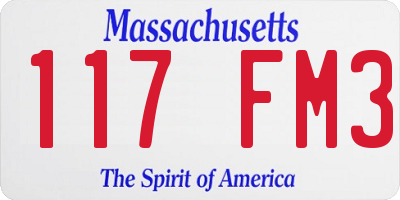 MA license plate 117FM3