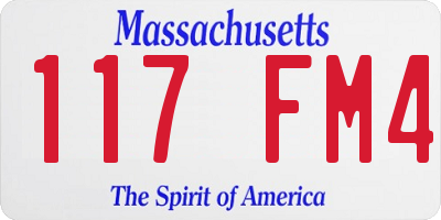 MA license plate 117FM4