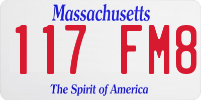MA license plate 117FM8