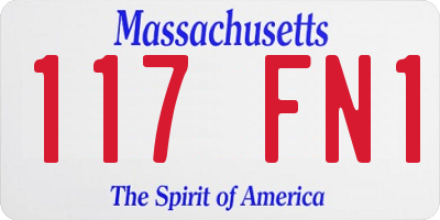 MA license plate 117FN1