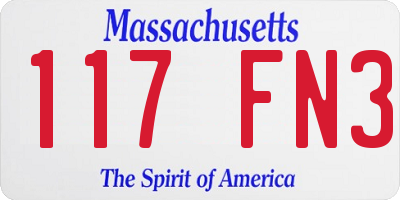 MA license plate 117FN3