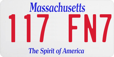 MA license plate 117FN7