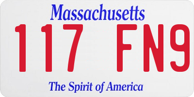 MA license plate 117FN9
