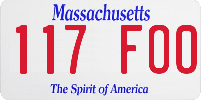 MA license plate 117FO0