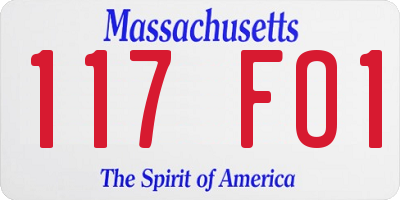 MA license plate 117FO1