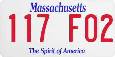 MA license plate 117FO2