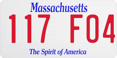 MA license plate 117FO4