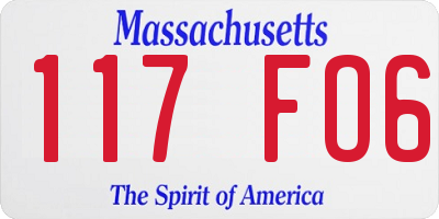 MA license plate 117FO6